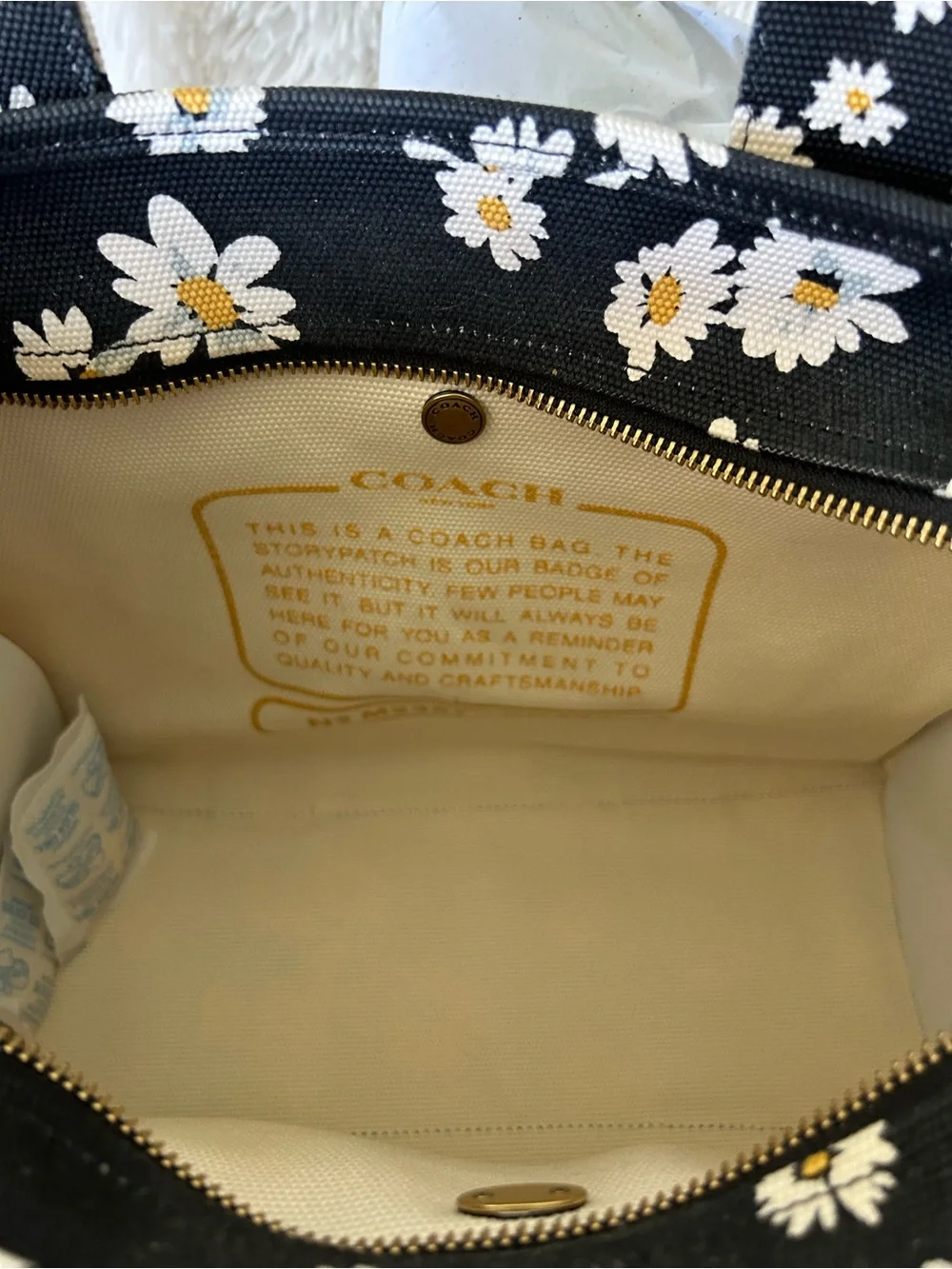 Coach Black Daisy Canvas Tote